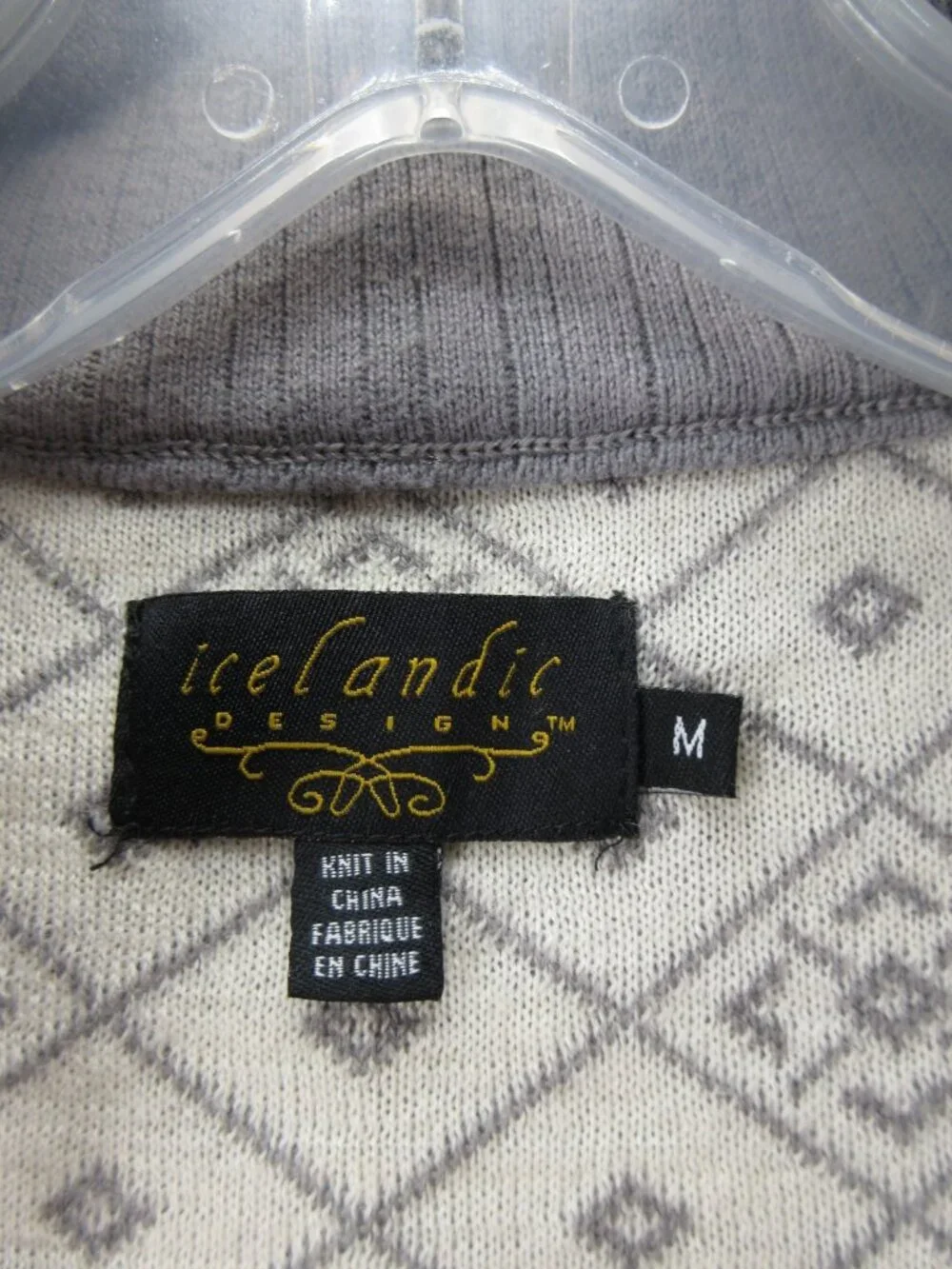 Icelandic Design Sweater Medium Wool Vest Cardigan Nordic Snowflake - Picture 8 of 11